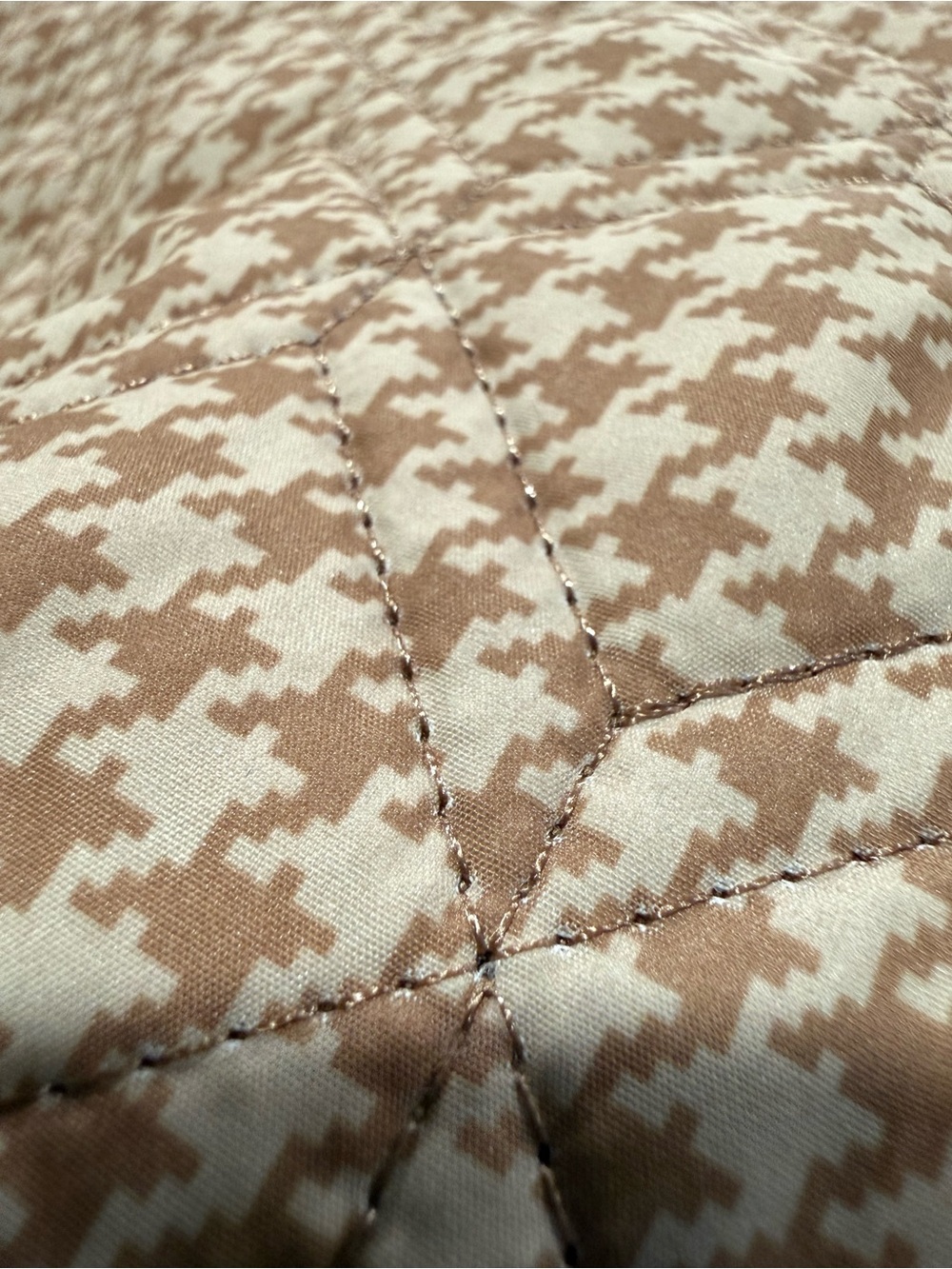 Lands End Quilted Jacket Tan Houndstooth PrimaLoft Insulated Women’s Plus 3X - Picture 2 of 12